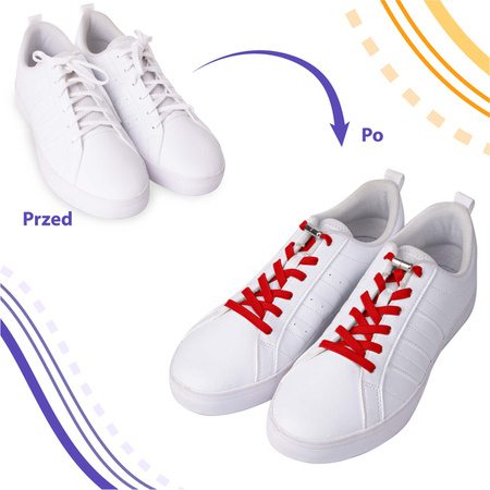 Elastyczne sznurówki do butów bez wiązania Czerwone sportowe BHP S017